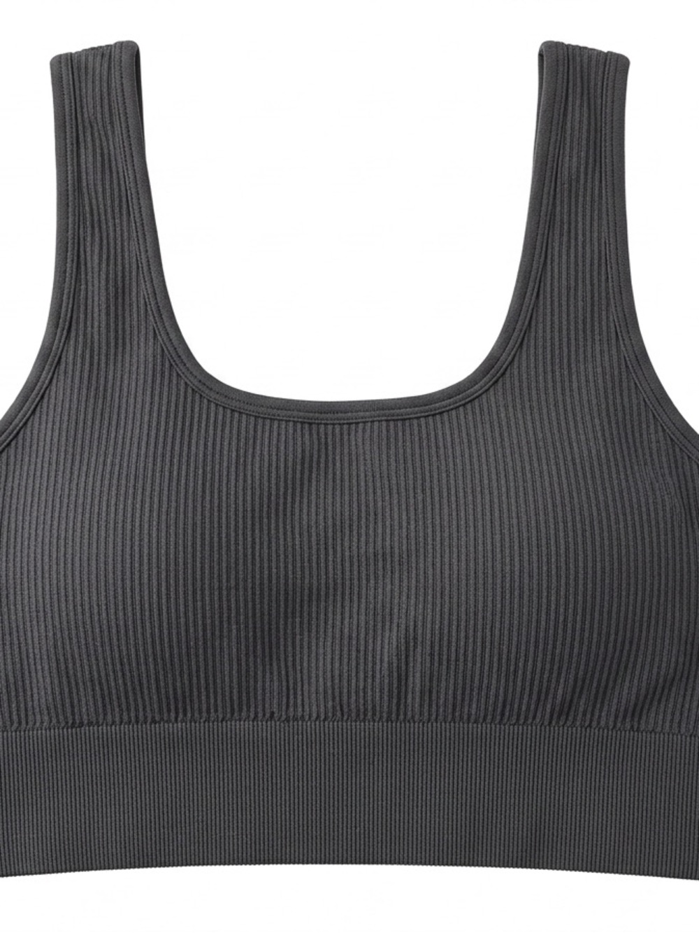 Harper Wilde - Large Ribbed Seamless Scoop Bralette - Dark Gray/Charcoal